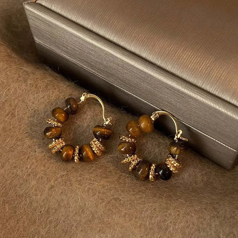 BeautifulHalos Vintage Brown Hoop Earrings